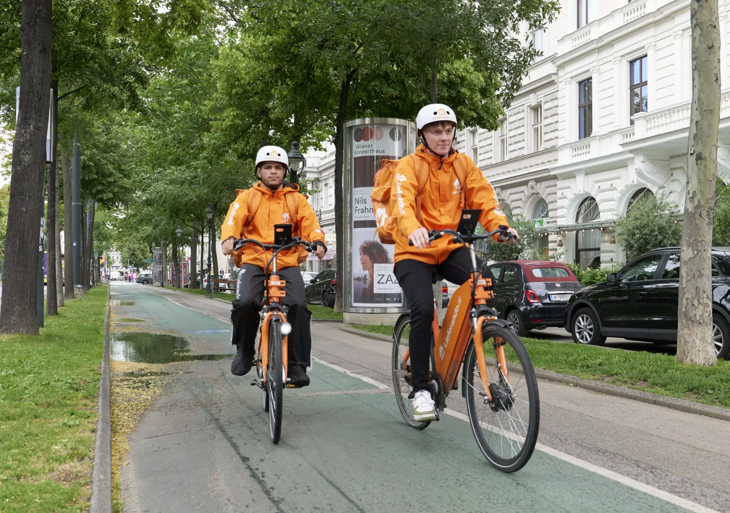Das Bild auf 5min.at zeigt Fahrradboten von Lieferando.
