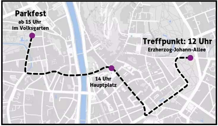 Bild auf 5min.at zeigt die Route des CSD Graz.