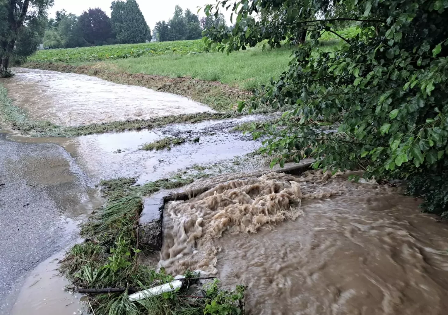Bild auf 5min.at zeigt Überschwemmungen in Grambach (Graz-Umgebung)